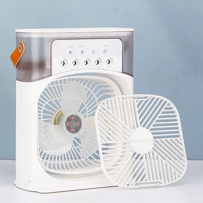 Mini Air Cooler Fan with Mist & Mood Lighting – USB Rechargeable